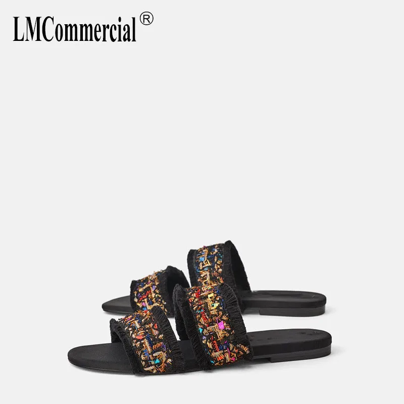 

Slippers Female Summer Korean version fashion casual colours one word with outside wearing flat bottom lady slippers
