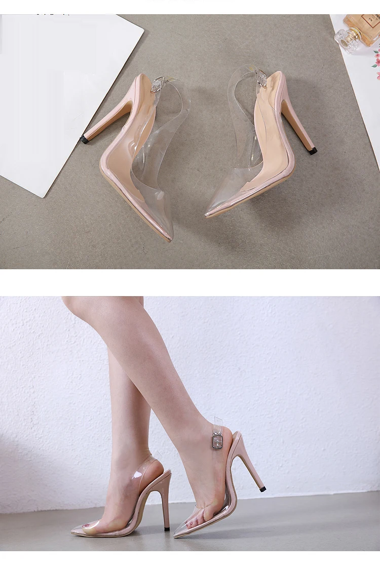 Aneikeh/Новинка; женские туфли-лодочки; коллекция года; прозрачные пикантные вечерние туфли на очень высоком каблуке с острым носком и пряжкой; туфли-лодочки на тонком каблуке