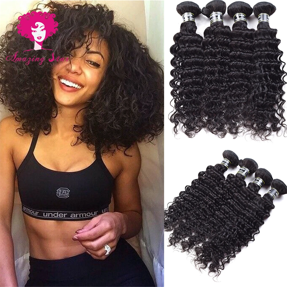 Brazilian Deep Wave Virgin Hair Weave 4 Bundles Angel Grace Hair