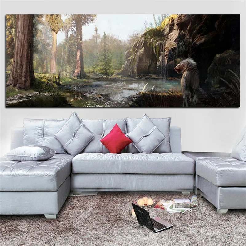 

White Tiger in The Forest Oil Painting Print on Canvas Modern Artwork No frame Wall Art Pictures Sofa Cuadros De For Living Room