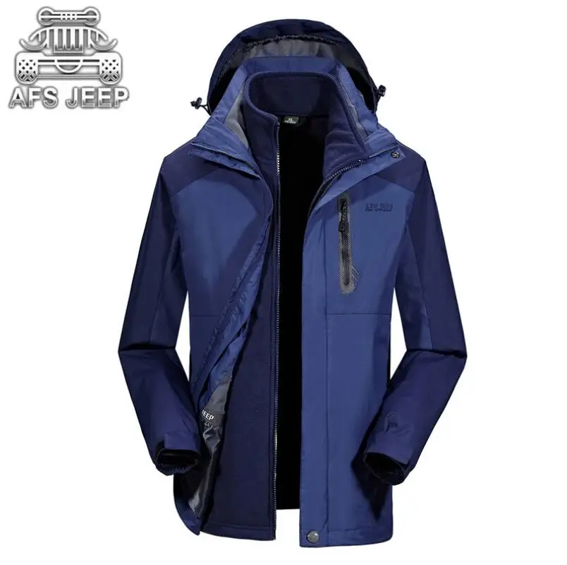 Liner Afneembare 2 Stuks Merk Leisure heren Jas Met Kap AFS JEEP Oringinal Winter Waterdicht Winddicht Veste Homme 2018