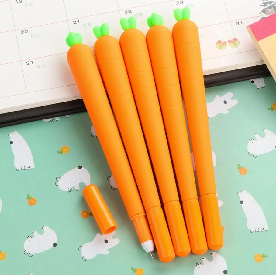 Buy 2pcs/lot novel Cute carrot gel pen 0.5mm black ink