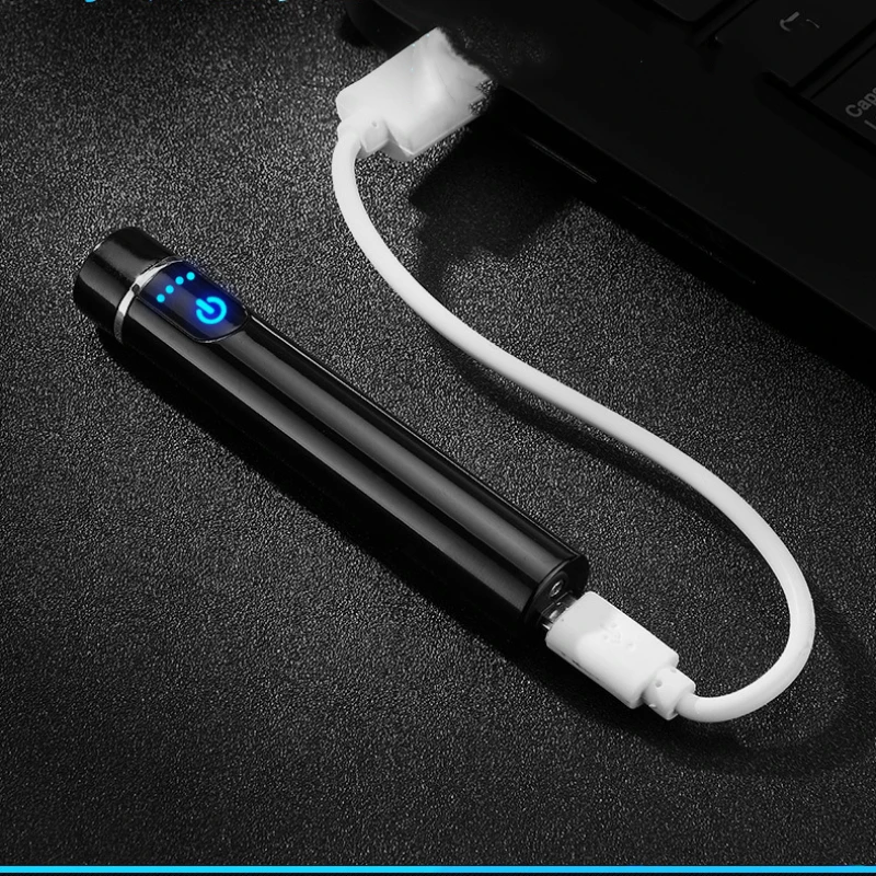Мини портативный фокус металлический USB Электронная зажигалка светящаяся Кнопка беспламенная плазменная зажигалка ветрозащитный фонарь дуговая зажигалка