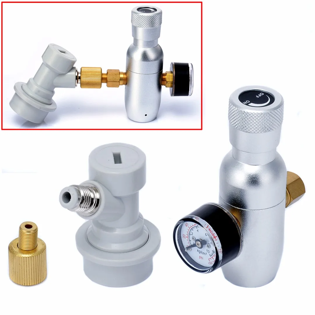 

Silver Premium CO2 16g Regulator Charger Kit 0-150PSI With Gas Disconnect Connector for Home Draft Beer Brew Mayitr