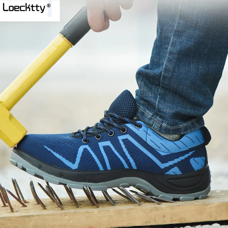 

Loecktty Men's Breathable Steel Toe Cap Work Safety Shoes Men Outdoor Anti-slip Steel Puncture Proof Construction Safety Boots