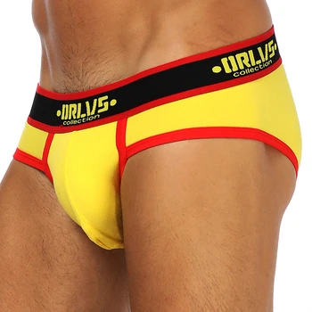 

ORLVS Hot Men Briefs Underwear Pure Cotton Pure Color Sexy Trunks Briefs Men Underwear Cuecas Gay Underwear Shorts Briefs