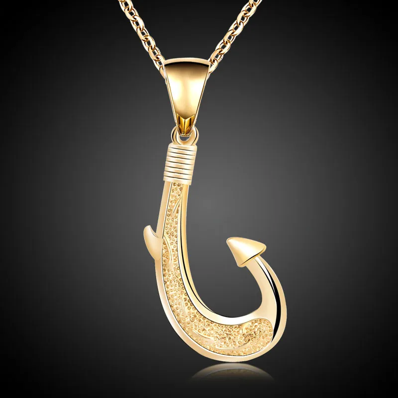 24 Pcs/Lot Gold Jewelry Moana Maui Fishing Hook Pendant with Gold Chain