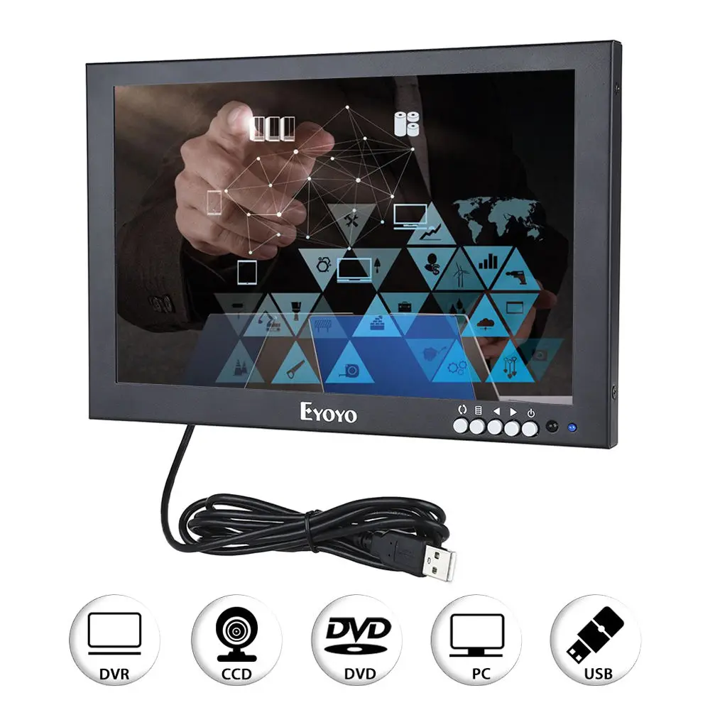 

Eyoyo 10" IPS LCD HD 1920*1200 VGA Video Audio HDMl BNC Touchscreen Monitor for FPV Video Display DVD