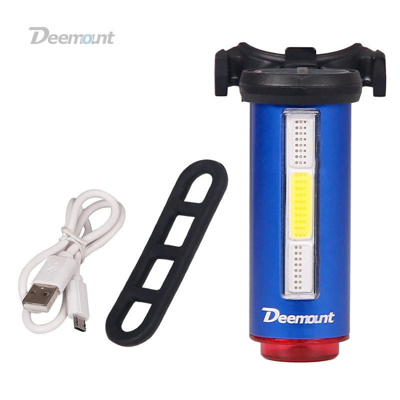 Excellent Deemount Hot New Bicycle Tail Light 3 Colors in 1 Lamp LED COB Visual Warning Bike Rear Lantern 100LM 850aAH Rechargeable 5