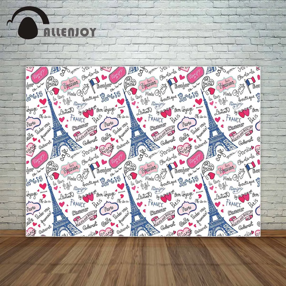 Allenjoy photography backdrop Fashion Eiffel Tower cartoon pattern cute love Valentine background new original design forstudio |