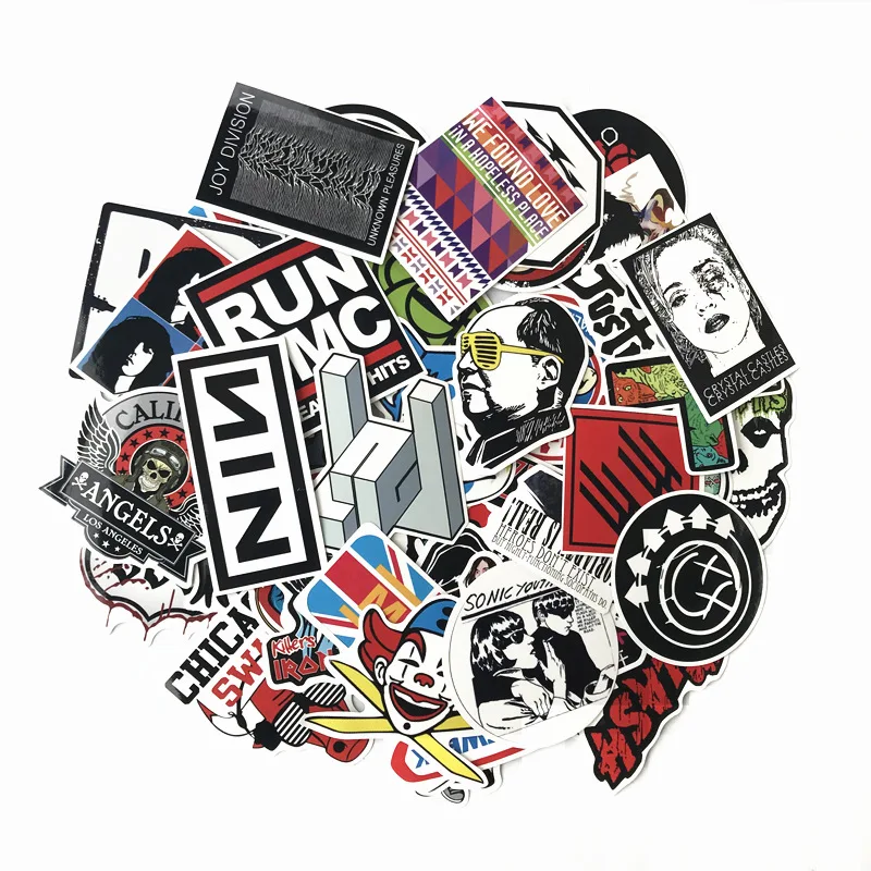 

60PCS Hip Hop Rock Band Luggage Sticker Metal Punk Trend Trolley Case Travel Case Laptop Sticker for children kids