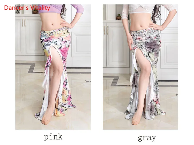 New Practice Belly Dance Costume Milk Silk flower elegant Long Skirts