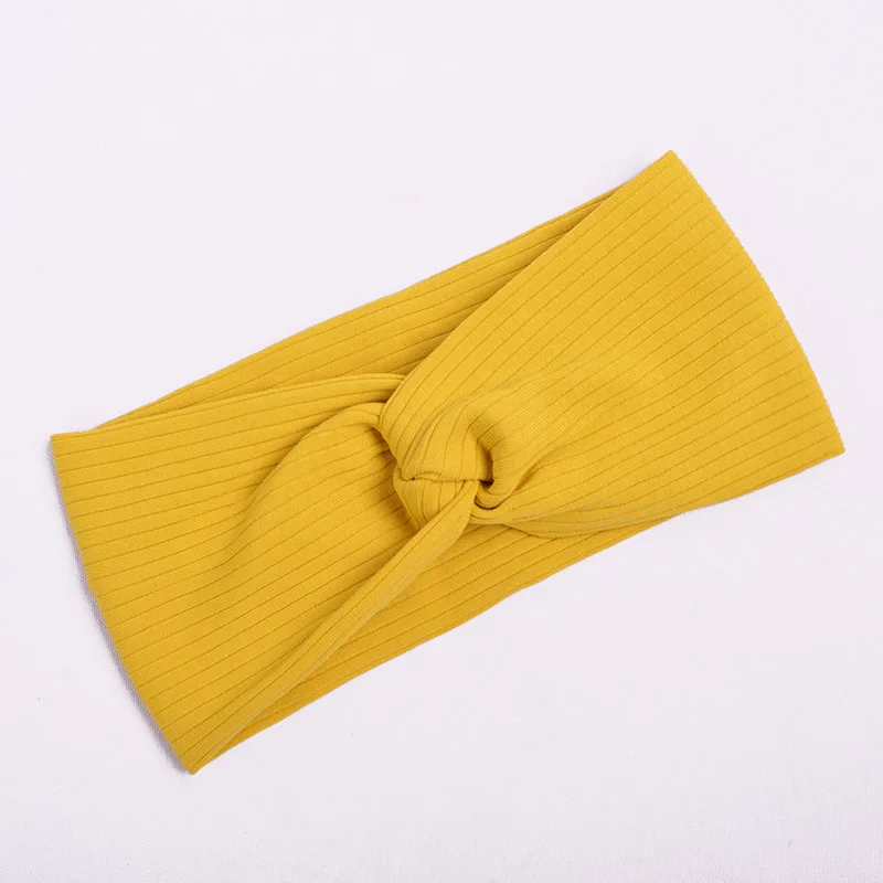 Solid Color Twist Headbands for Women Soft Turban Hairband Cross Knot Head Band Girls Elastic Hair Band Hair Accessories - Color: yellow 1