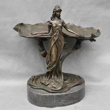 Bi003692 10 Бронза Медь Сексуальная Красоты Женщины Лотоса Искусство Скульптура Статуя