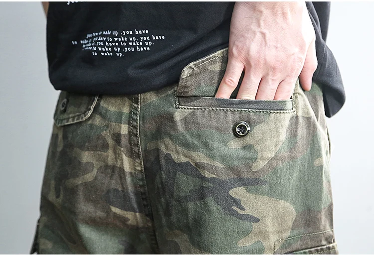 Ретро Омывается камуфляж новые модные Для мужчин тонкий Рубашки домашние метросексуал Для мужчин летняя брендовая карманами Европейский Стиль армии шорты K856