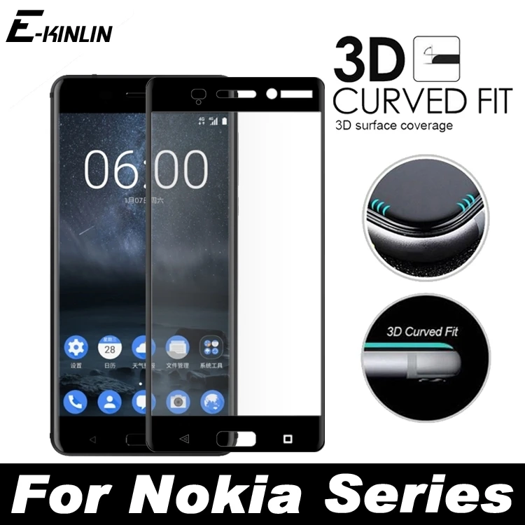 Полное покрытие 3D Edge изогнутое закаленное стекло для Nokia X6 6 1 5 3 8 Sirocco 2018 Plus