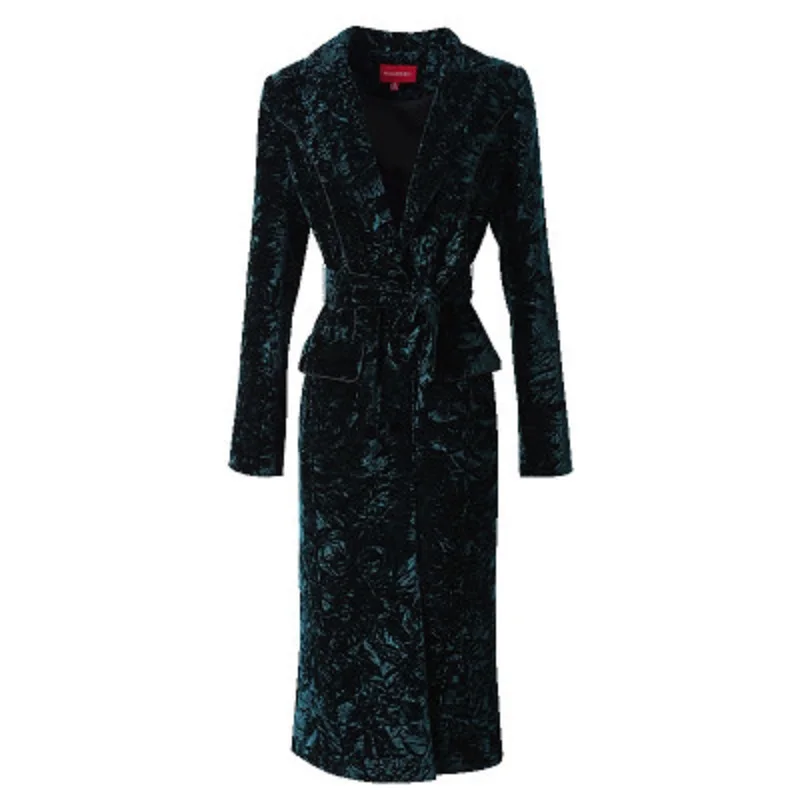 Теплое зимнее велюровое пальто Новое высококачественное длинное подиумное офисное Женское пальто 3xl Женская одежда приталенное винтажное пальто с длинными рукавами