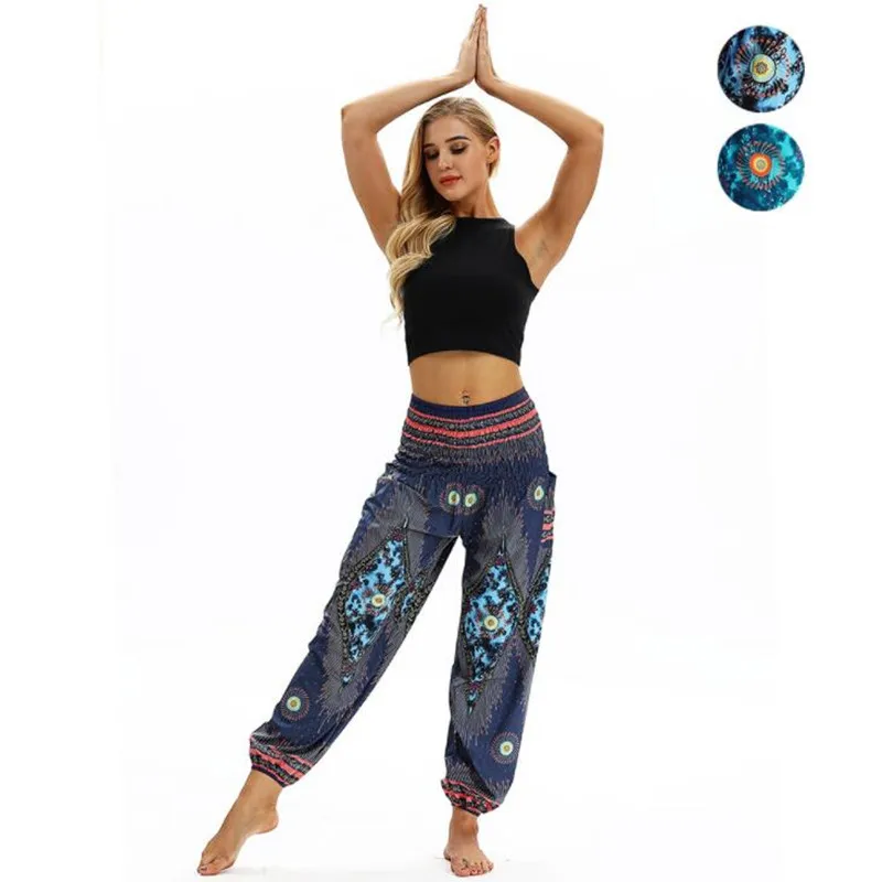 

Women Yoga Pants Print Yoga Leggings Pilates Bloomers Women High Waist Wide Legs Breathable Dance Trousers Sport Fitness