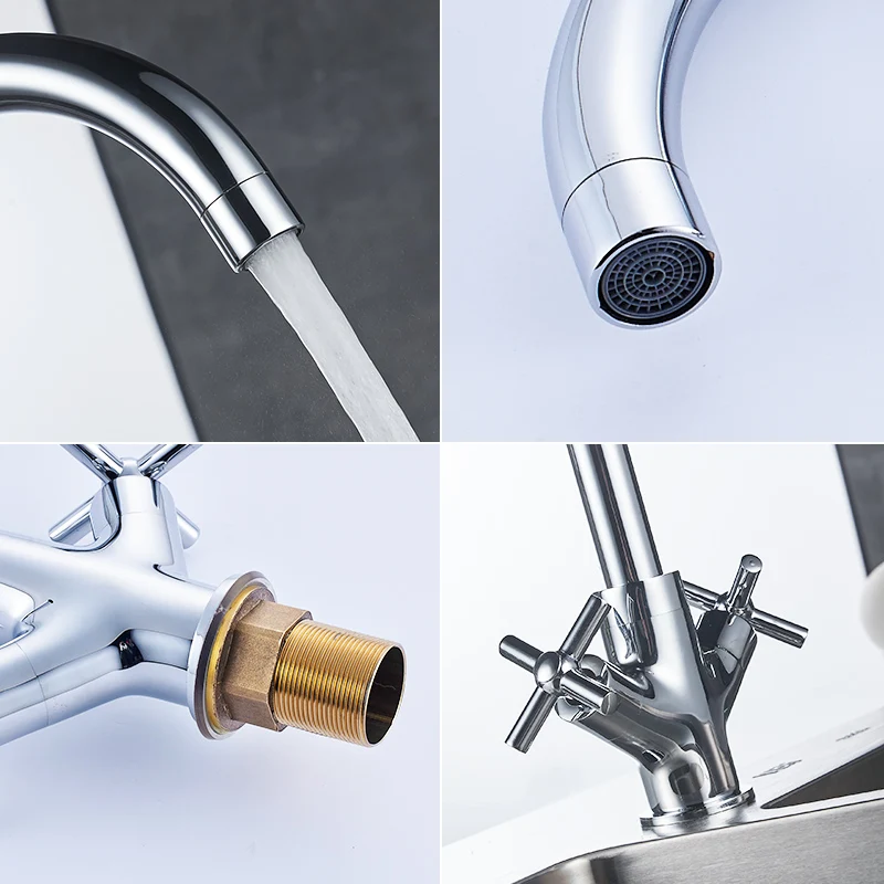 Brass Kitchen Faucet Mixer Chrome Cold Hot Separation Switch Kitchen Tap Single Hole Water Tap 296-33C Brass Kitchen Faucet Mixer Chrome Cold Hot Separation Switch Kitchen Tap Single Hole Water Tap 296-33C
