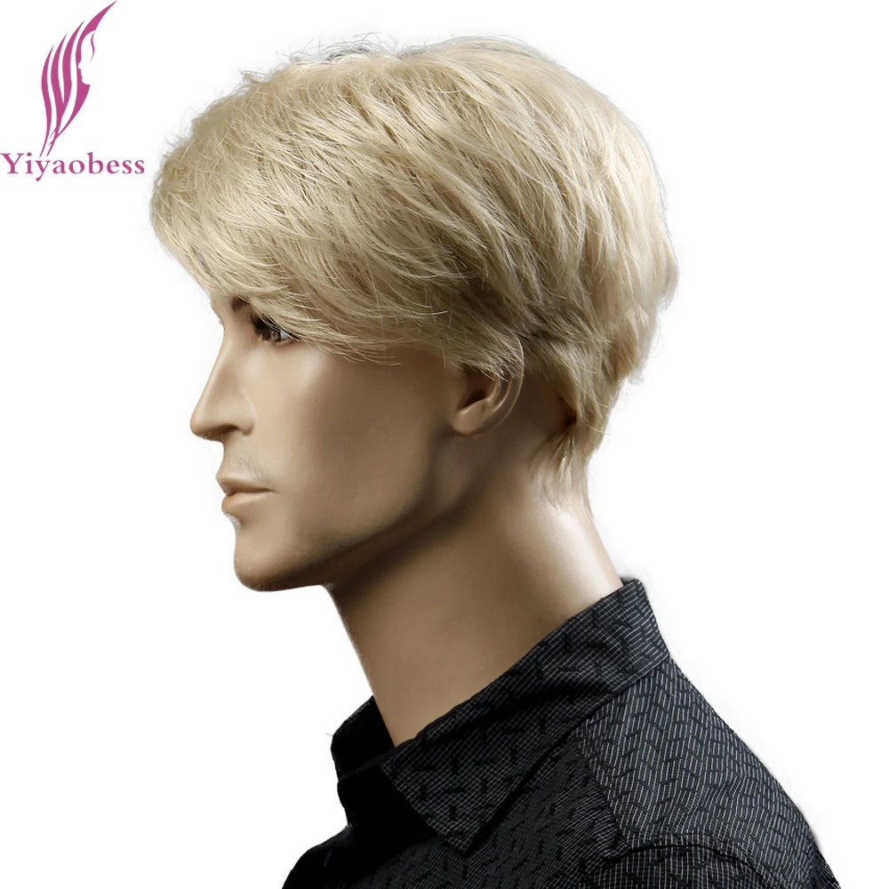 Yiyaobess 6 дюймов термостойкий короткий парик для мужчин синтетические натуральные синтетические волосы японское волокно
