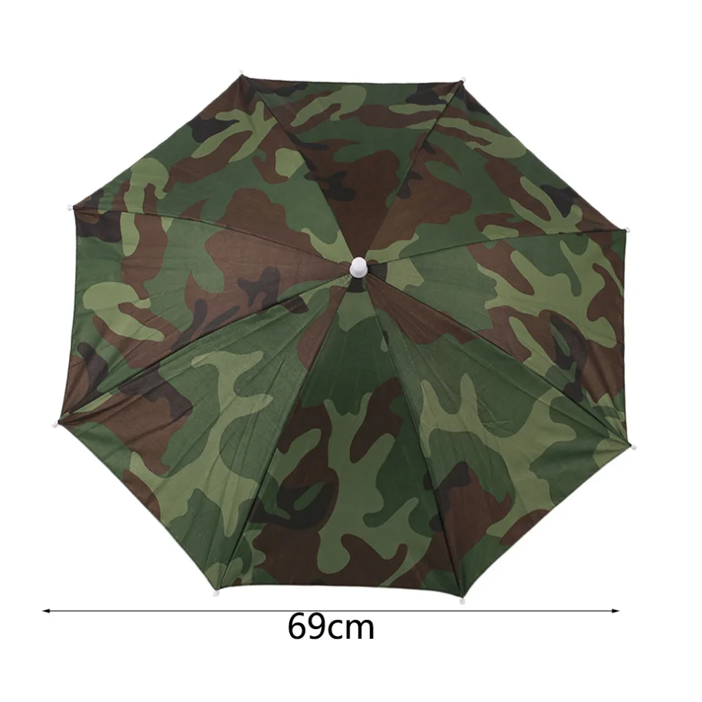 Outdoor Sports 69cm Umbrella Hat Cap Folding Women Men Umbrella Fishing Hiking Golf Beach Headwear Handsfree Umbrella