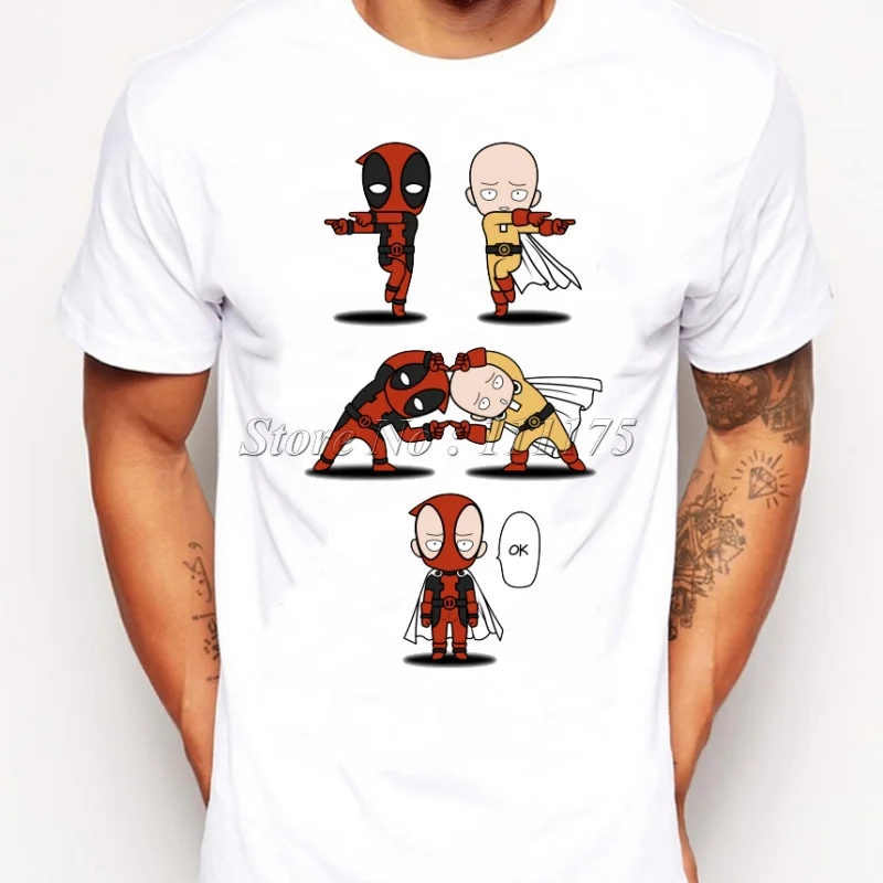 

2019 Funny Deadpool PUNCH FUSION Printed T-Shirt For Men Boy Novelty Men's T shirt Tops Fashion Tees