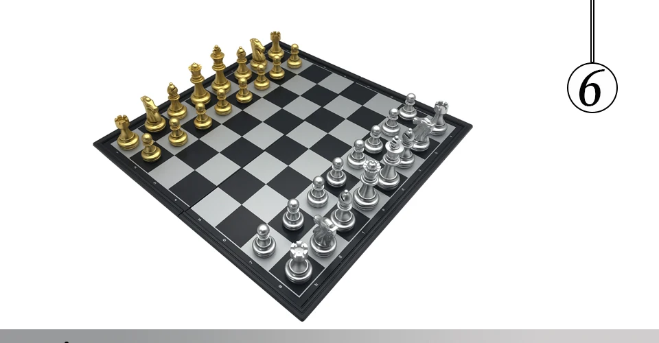 Easytoday Plastic Chess Game Set Folding Chessboard Magnetic Gold and Silver Color Chess Pieces Standard Competition Supplies (6)