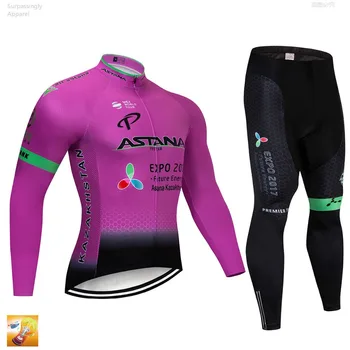 

2019 UCI Team ASTANA Cycling Jersey Set Pro Long Sleeve Autumn MTB Bicycle Clothing Set Men Ropa Maillot Ciclismo Bicycle Wear