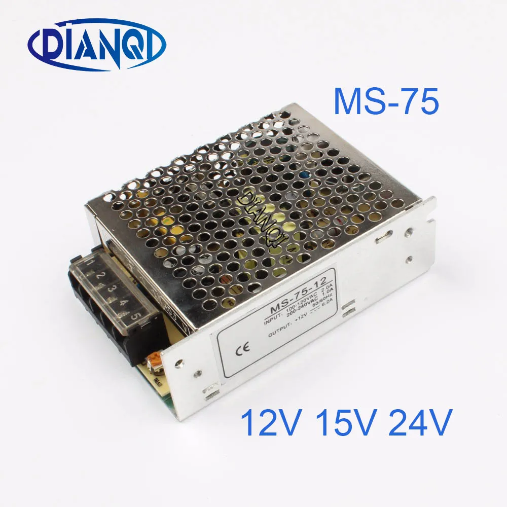 

DIANQI Mini Size Switching Power Supply adjustable 12V Output voltage 75W ac to dc regulator for LED strip ms-75 15V 24V
