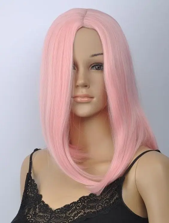 Мода Розовый Прямой Parted среднего Короткие Косплей WigParty cosplays термостойкие (B0324)