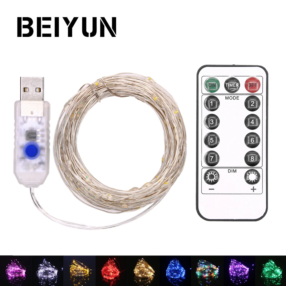 

Fairy LED String Light Waterproof 10M 100LED USB 5V LED Holiday Lights With RF13Key Remote For Christmas Wedding Party