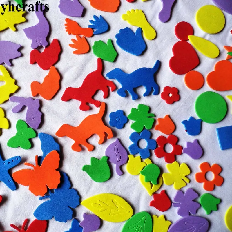 1 пакетов/лот Микс Цветок пена декоративные наклейки на стену Ранние развивающие игрушки детский сад ремесла Цвет обучения ручной работы howework