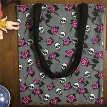 Yile ручной работы из хлопка холст эко хозяйственная сумка принт розы Белый Череп 1758-3