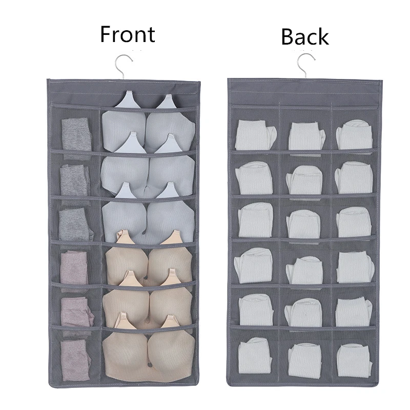Simple Modern Oxford Hanging Storage Bag 1pcs Underwear Stockings Closet Organizer For Wardrobe Double Side Hanging Organizer