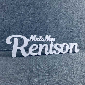 

Personalized Mr & Mrs last name table enter, wedding decoration 6 "tall，Customized whit letter gift Mr. and Mrs. surname