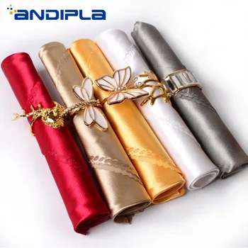 

5pcs Fashion Restaurant Hotel Solid Color Tea Napkin Satin Fabric Handkerchief Napkins Wedding Decor Tea Towel Tableware Pad New