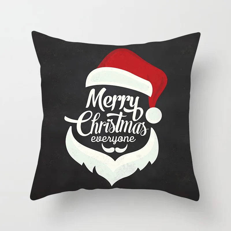 Fuwatacchi, Рождественская наволочка для подушки, черная и красная штамповка, мультяшная олень, звезда, подушка со снежным узором, наволочка для домашнего дивана, декоративная наволочка