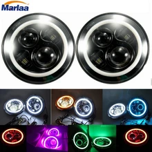 7Inch Round Led Headlight for 97 15 Jeep Wrangler with Halo Angel Eye DRL Turn Signal