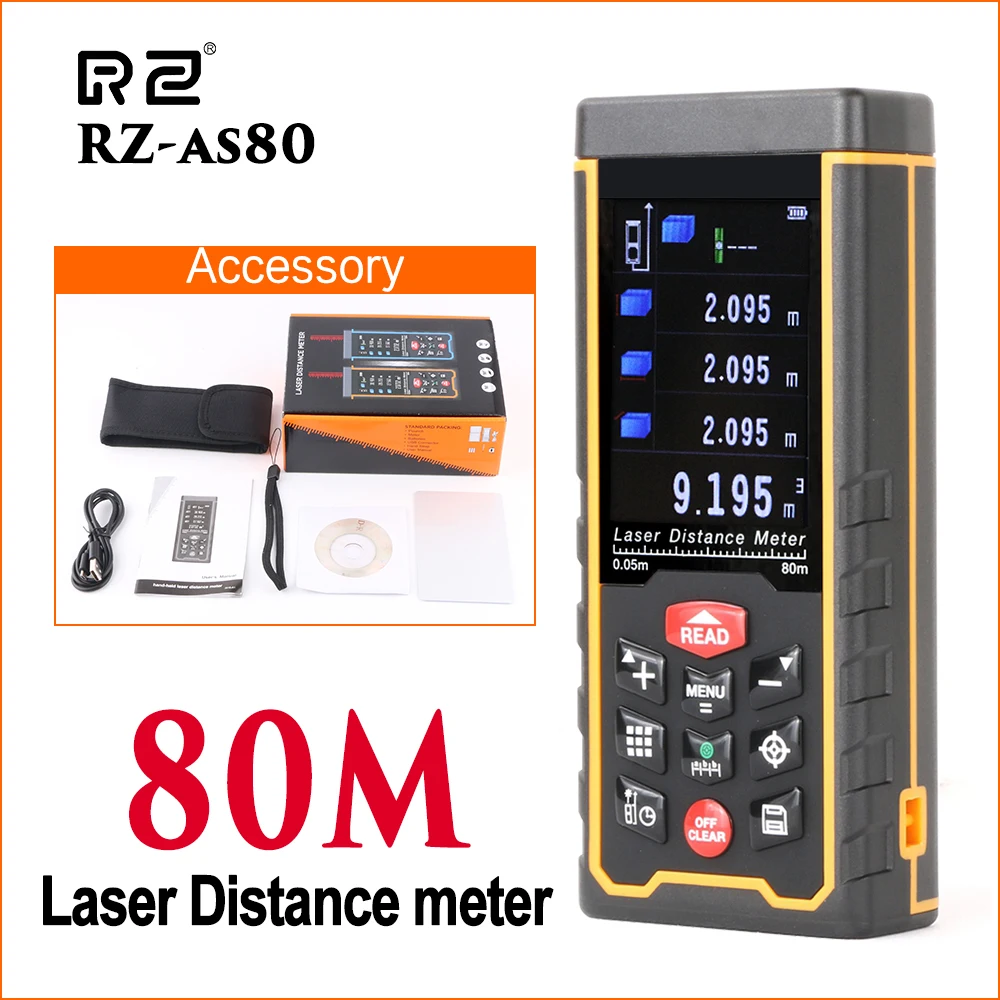  RZ Laser Distance Meter Rangefinder Range Finder Hunting Digital Distance Meter 80/120m Tape Ruler 