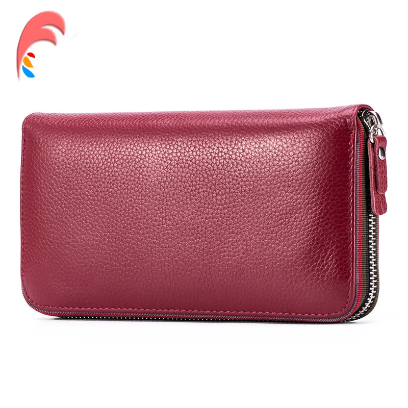 

Luxury Women Genuine Leather Mobile Phone Wallet Ladies Wine Red Women Credit Card Holder Women Wallets Purses For iphone 6S