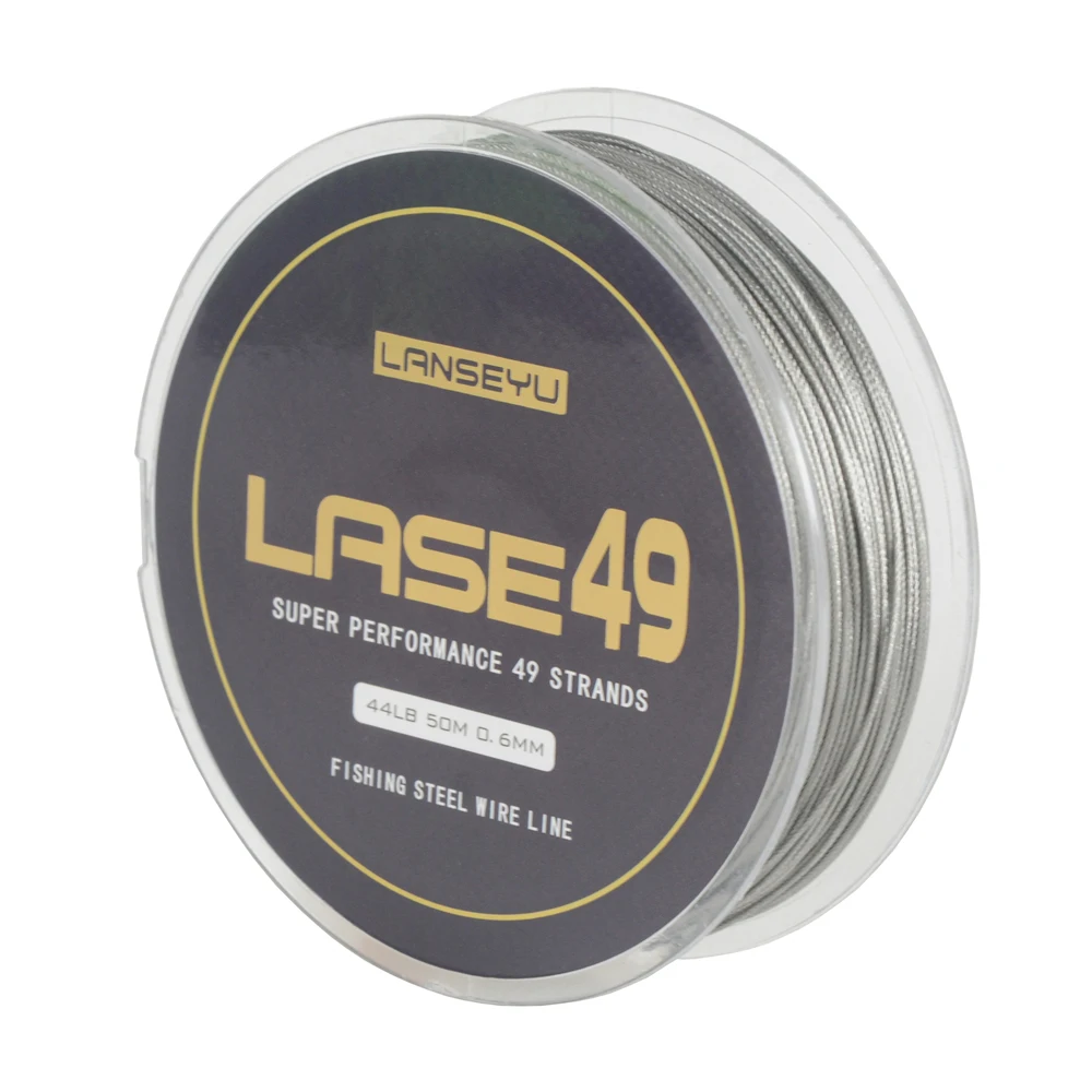 LANSEYU 50M 44LB-70LB fishing steel wire line 7x7 strands Trace Coating  Wire Leader Coating Jigging Wire Lead Fish Jigging Line