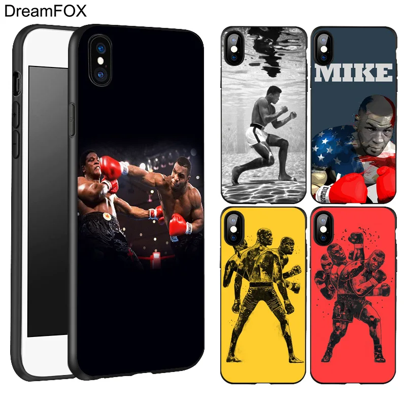 Koop DREAMFOX L209 Mike Tyson Black Soft TPU Silicone Case Cover Voor Apple iPhone XR XS Max X 8 7 6 6 s Plus 5 5 s 5g SE