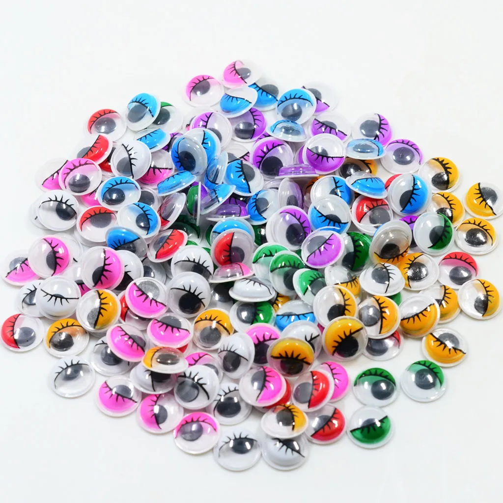 fityle 168 Pieces Plastic Self Adhesive Sticky Wiggle Eyelash Eyes Assorted Color 12mm DIY Crafts Handmade Accessories