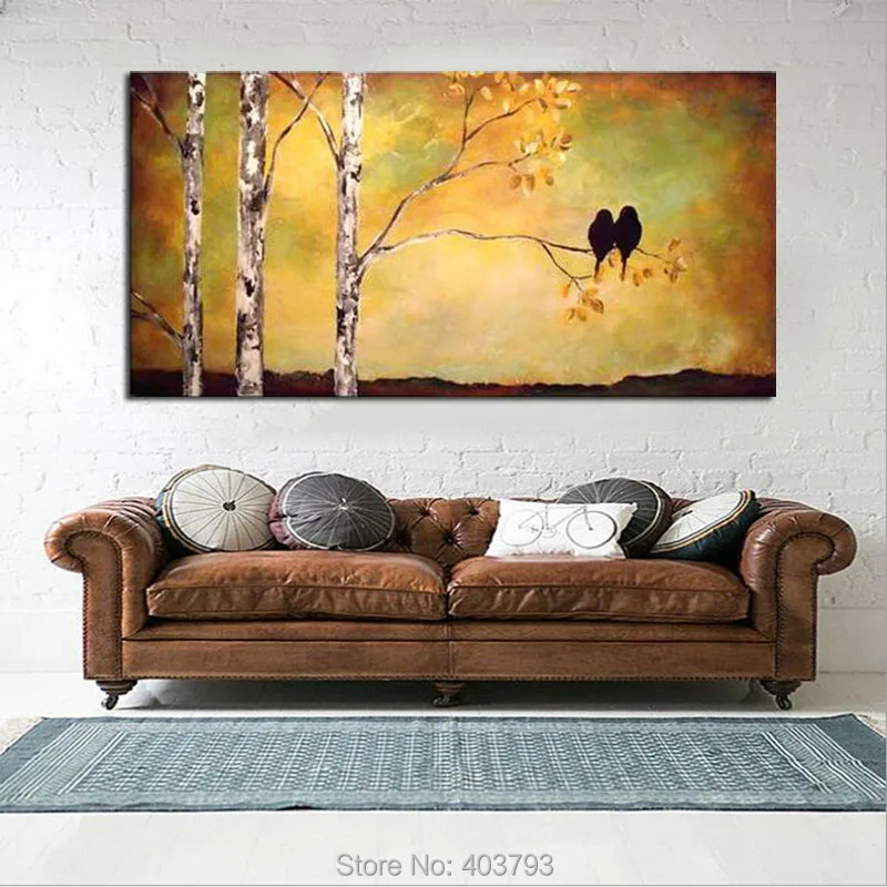 

Indian Handmade Miniature Painting of Birds Fine Artwork Birds Modern Abstract Oil Painting On Canvas Home Decor