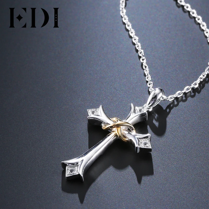 EDI настоящий крест натуральный 0.04ct круглый белый топаз драгоценный камень 925