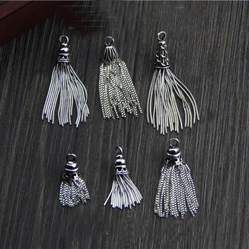 Vintage 925 Real sterling silver chain tassels for bracelet necklace earrings charms jewelry