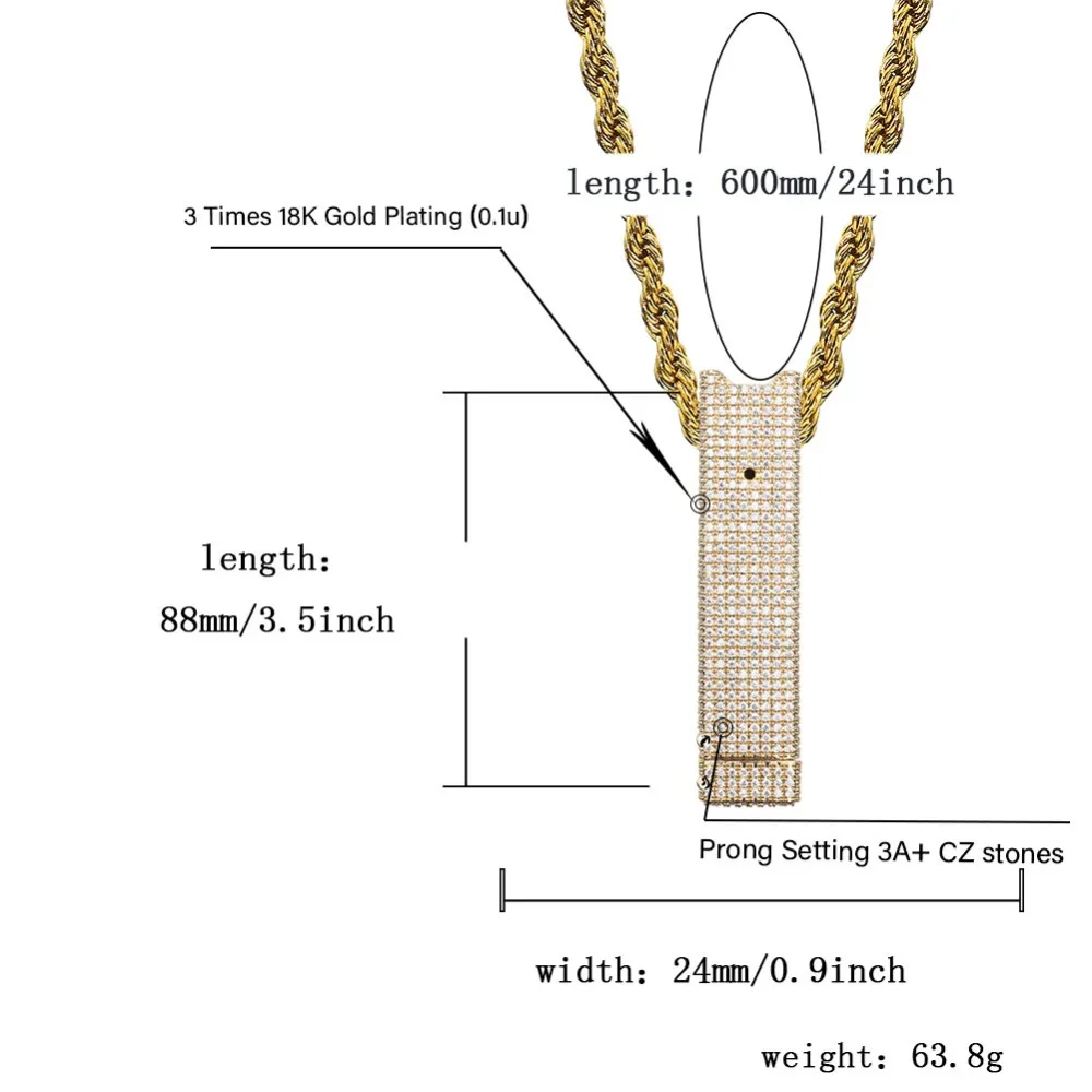 JINAO Juul чехол со льдом кулон ожерелье микро проложить кубический циркон Шарм ювелирные изделия для мужчин и женщин подарок