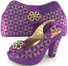 Top quality italian shoe with matching bag set with applique and diamonds for party african women shoe and bag to match !MJY1-39