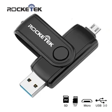Rocketek USB 3.0 Memory Card Reader and andriod OTG phone 2 Slots read 2 Cards Simultaneously for SD/micro SD/TF/SDXC/SDHC