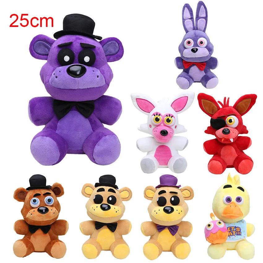 

In Stock Five Nights At Freddy's 4 FNAF Freddy Fazbear Bear Mangle Foxy bonnie Stuffed Plush Toys Doll 25CM Kids Gift